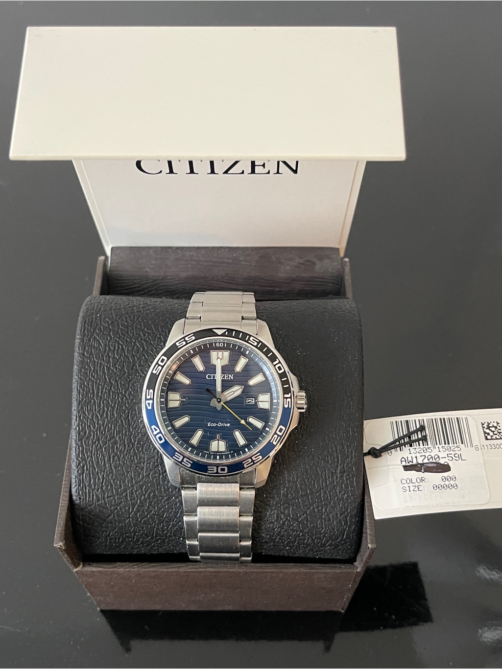 Citizen Stainless Steel Watch With Blue Dial And Silver Bracelet